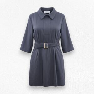 ba&sh Black Belted Utility Shirt Dress Cotton Blend French Workwear Size 1 Small